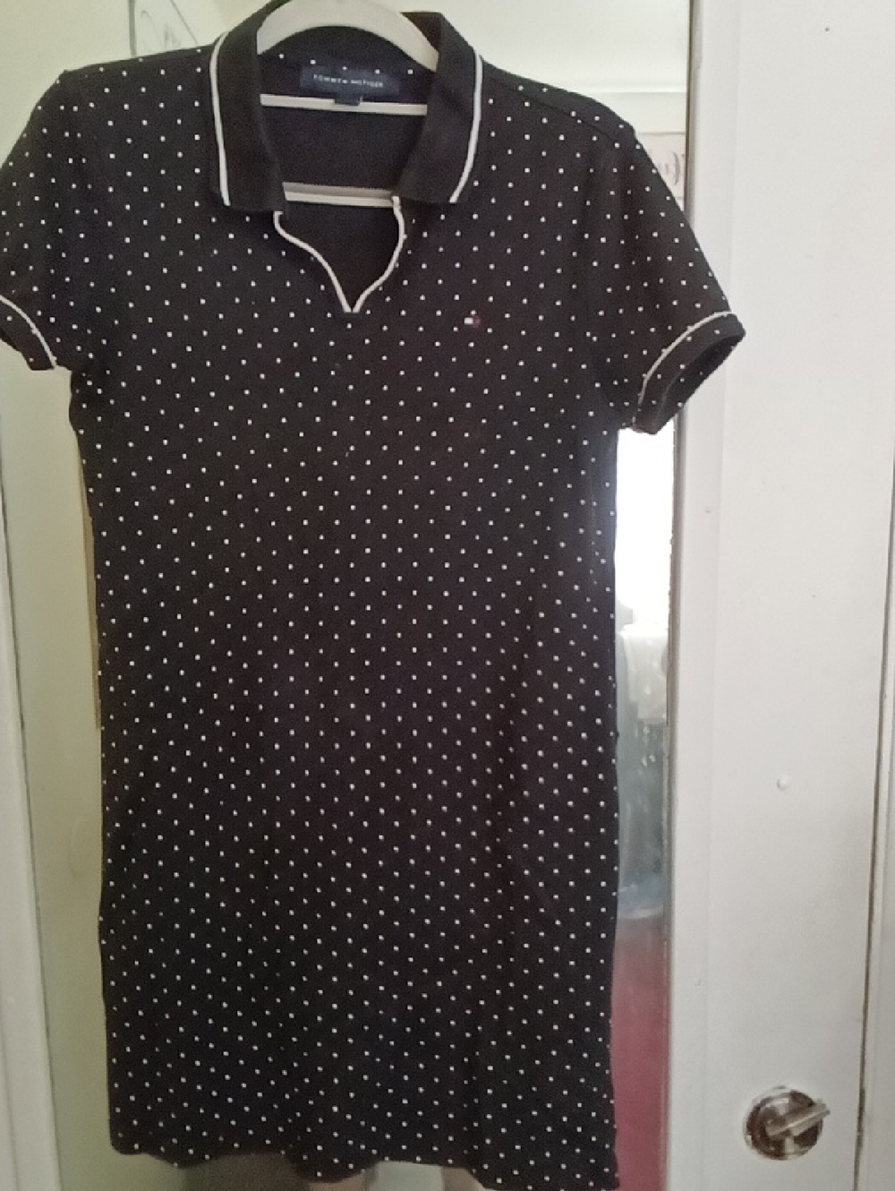 Tommy Hilfiger Black Polka Dot Polo Dress with Contrast Trim